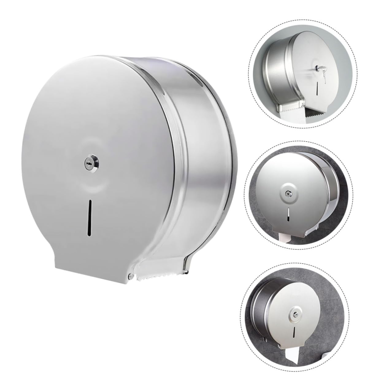 Porta Rotolo Carta da Cucina in Acciaio Inossidabile Argento, Porta Asciugatutto Moderno da Parete, Design Rotondo Unico per Decorazione Bagno e Interni