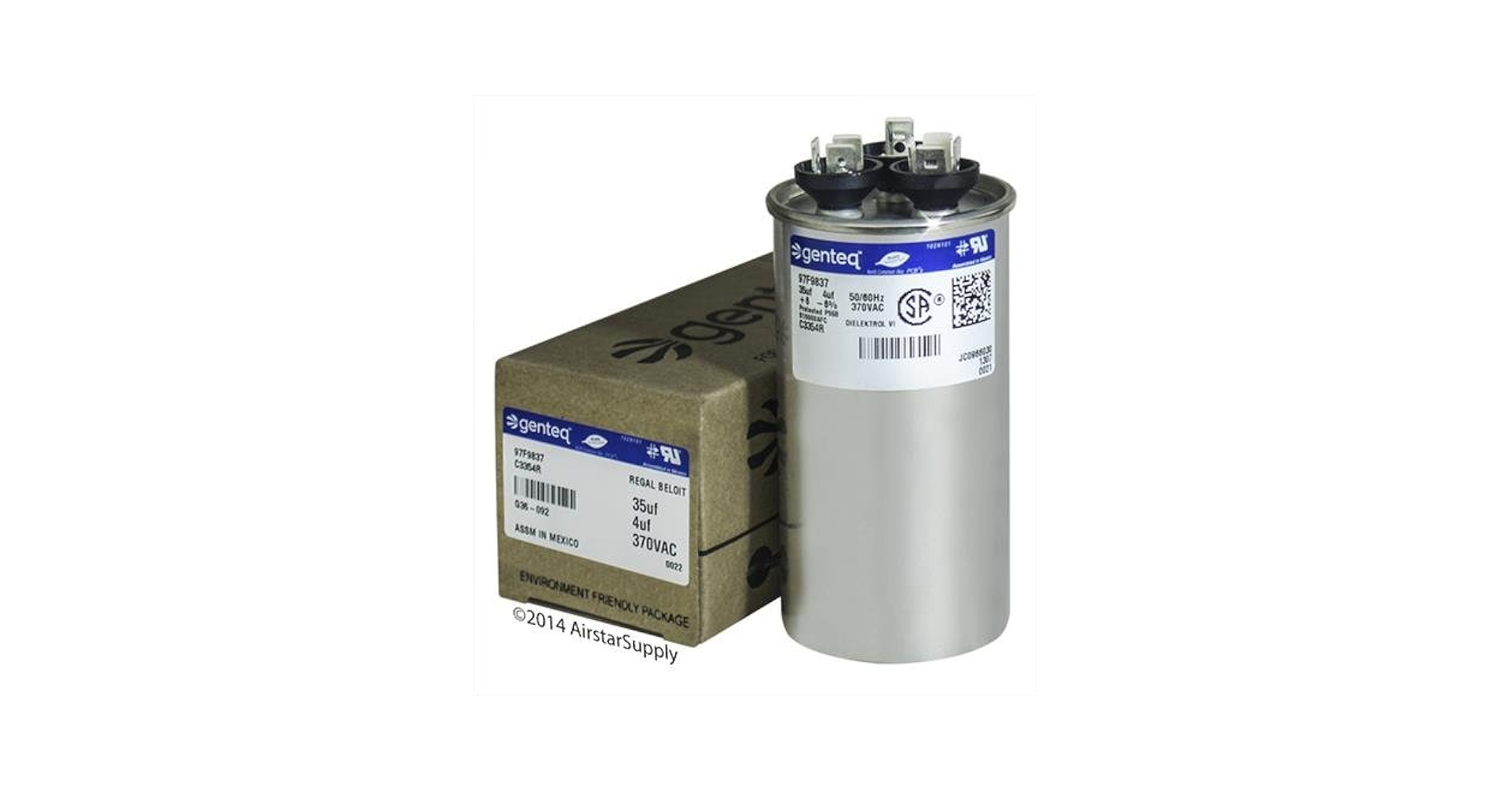 Genteq 97F9837-35 + 4 uf MFD 370 Volt VAC Genteq Replacement