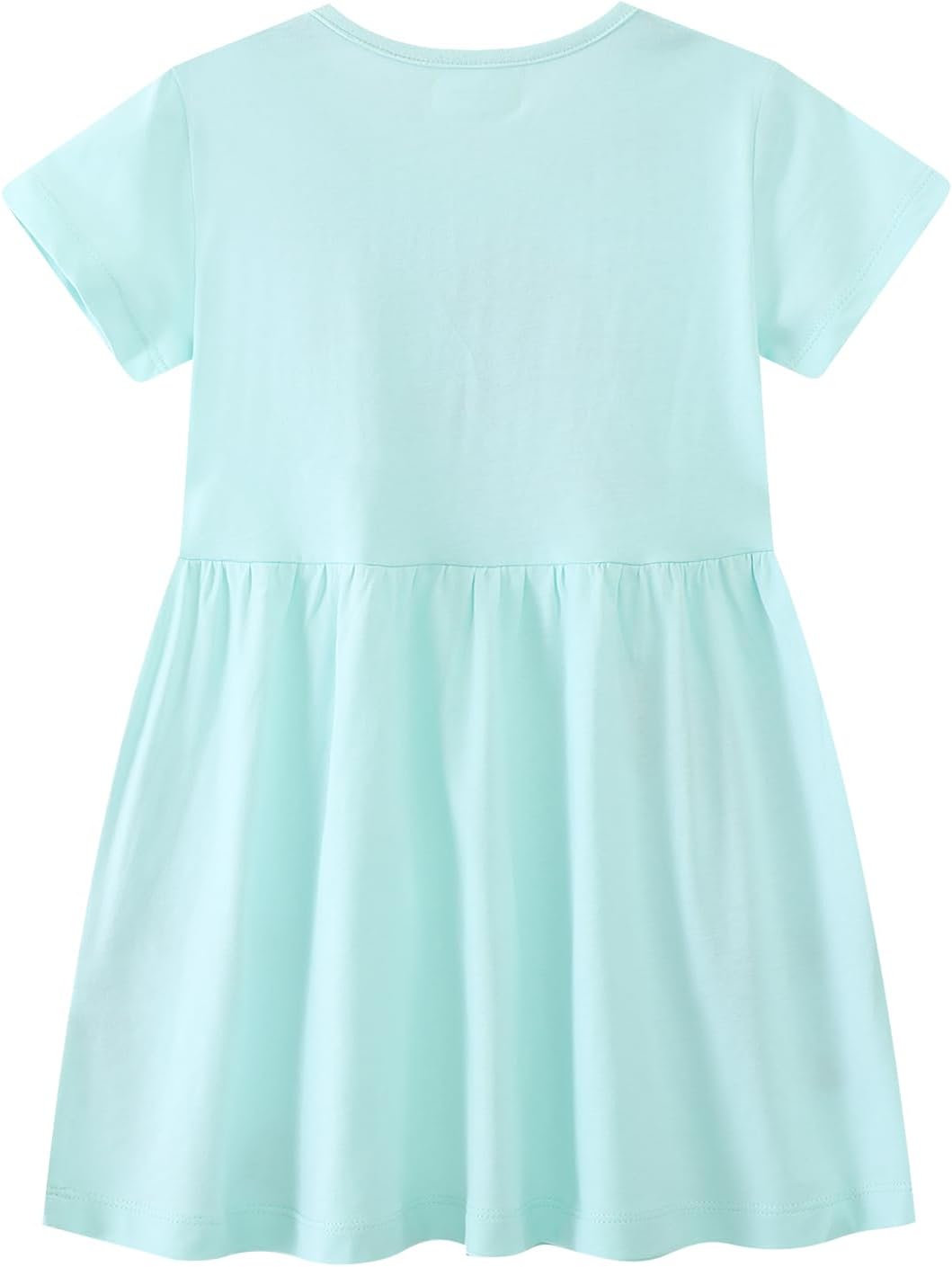 HILEELANG Toddler Girl Short Sleeve Easter Dress Cotton Casual Jersey Shirt Playwear Applique Dress - Image 2