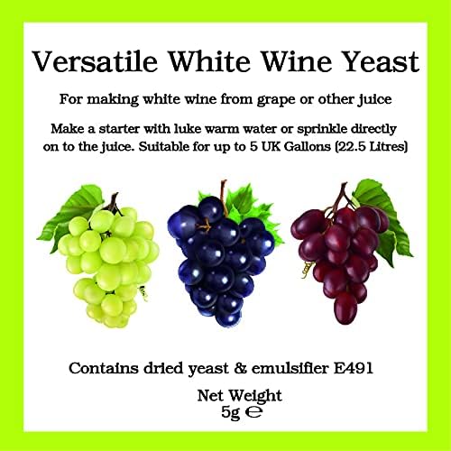 Versatile White Wine Yeast Sachet 5g - Also for Fermenting at Low Temperatures - All Purpose Homebrew Home Brew
