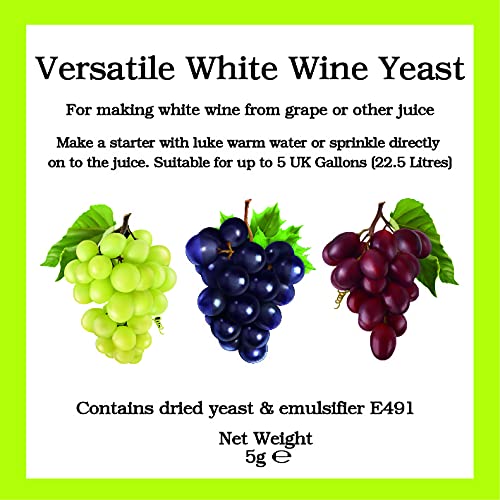 Versatile White Wine Yeast Sachet 5g - Also for Fermenting at Low Temperatures - All Purpose Homebrew Home Brew