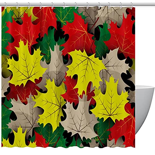 Rideau de douche feuilles d'érable imperméable 183x183cm grand format multicolore - 2