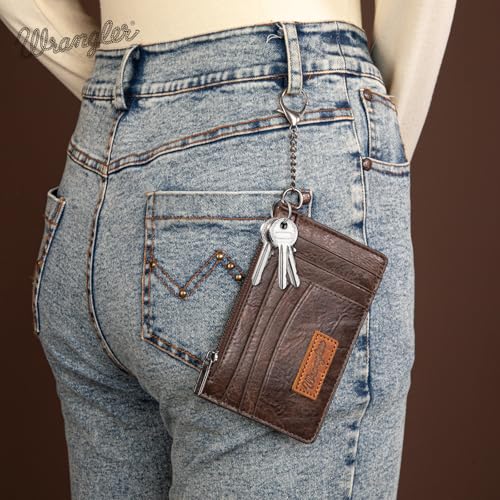 Image of Montana West X Wrangler RFID Card Holder Slim Credit Card Wallet Small Credit Card Holder for Women Keychain Wristlet Wallet