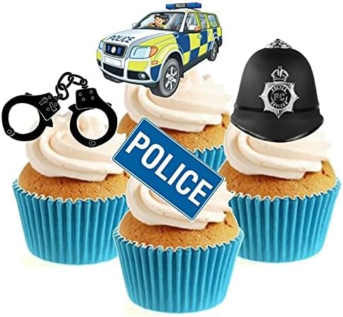 Sprinkles & Toppers Ltd Police Collection Edible Stand Up Wafer Paper Cake Toppers (12 Pack)