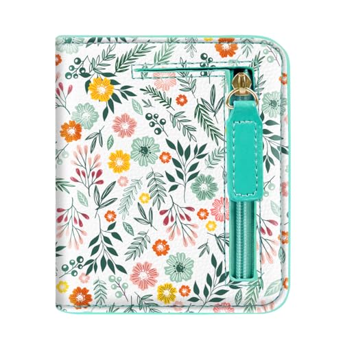 Image of Small Womens Wallet Thin Credit Card Holder Pocket Mini Purse | Compact Women Slim RFID Blocking Wallets Bifold Ladies Pocket Card Holders for Travel & Daily Use, Green Floral