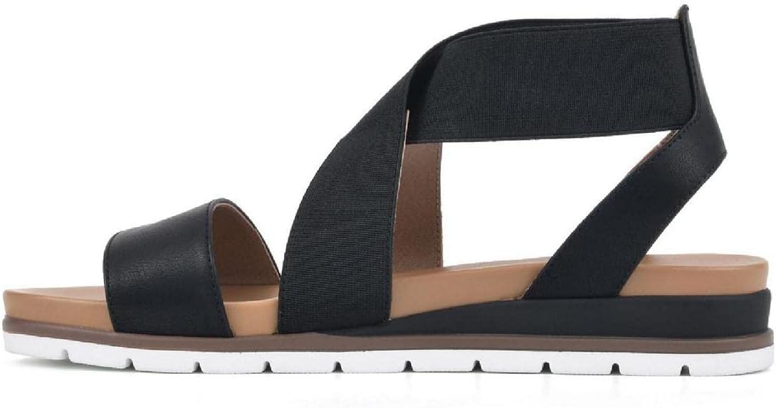 WHITE MOUNTAIN Shoes Distribute Women's Flat Sandal, Black/Burn/Smooth, 8 M