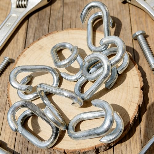 18 Pcs Chain Repair Links, 3/5\" x 1-2/5\" Zinc Plated Chain Repair Lap Links, Secure Chain Link Connector for Indoor & Outdoor Fixes (18pcs) - Thumbnail 6