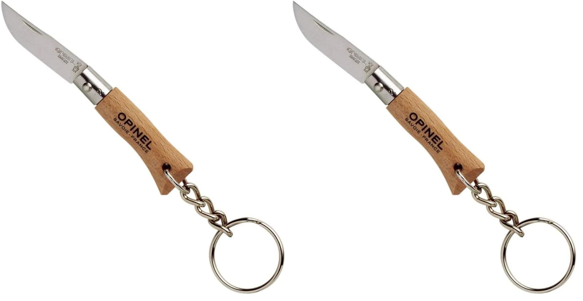 OPINEL Mini-Messer, Größe 2, mit Anhänger, Braun, One Size (Packung mit 2)