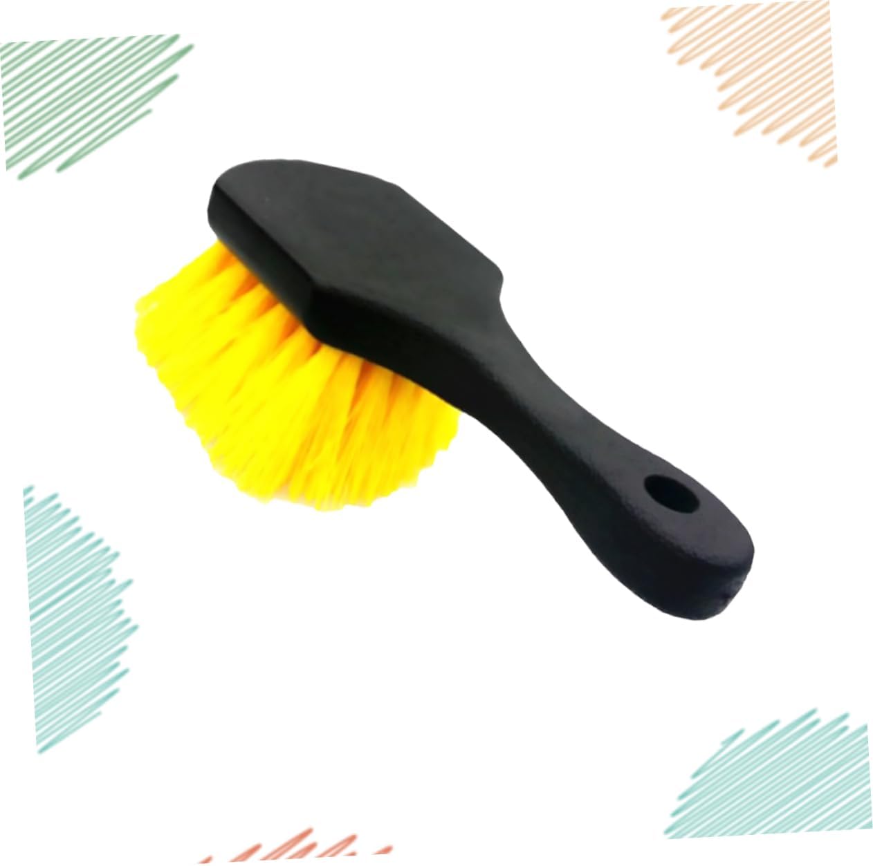 Car Wheel Cleaning Brush with Stiff Coarse Silk Bristles Short Handle for Tyre and Rim Scrubbing Durable Anti-Skid Grip for Deep Cleaning