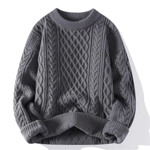 Men’s Vintage O-Neck Knitted Sweater Winter Solid Color Loose Fit Harajuku Style Pullover2