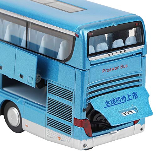 Tnfeeon Elektrische 1:50 Legierung Doppeldecker Schulbus Zurückziehen Bus Fahrzeuge Auto Modell Set Spielzeug mit Unterhaltungsmusik Kinder Kleinkinder Kinder(Blau)