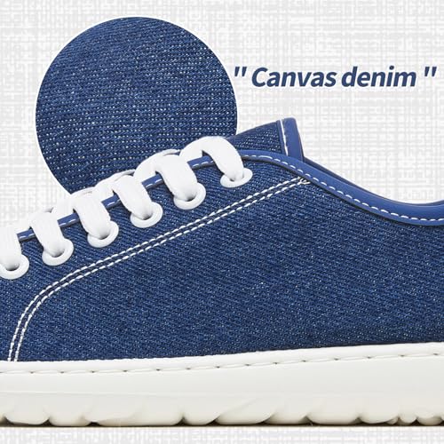 TUOPIN Women's Blue Classic Denim Canvas Tennis Shoes - Size 7 Low Top Lace-Up Sneakers for Casual Fashion by TUOPIN - Used condition - Image 3