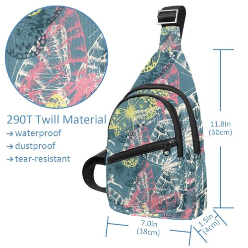 Bolsa cruzada para hombre urbana e impermeable con estampado de mariposas 5