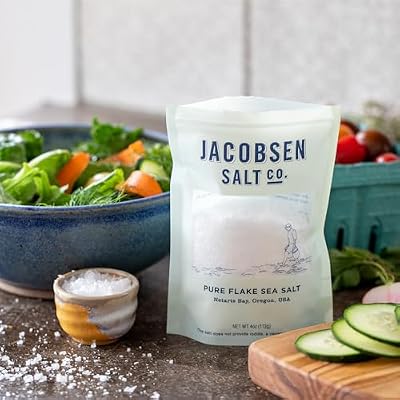 Jacobsen Salt Co. Pure Flake Sea Salt Kosher Salt, Coarse, Non-Iodized Made in USA, Non-GMO, Steak Seasoning, Gourmet, Real Salt Flakes 4oz