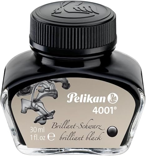 Tinta embotellada Pelikan color negro brillante para plumas estilográficas, 30 ml (4001)