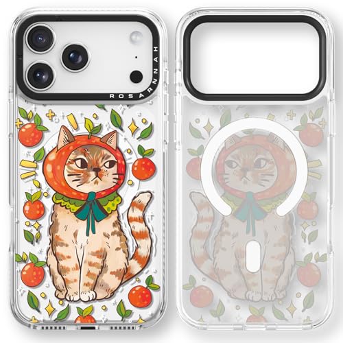 Coque iPhone 17 Pro Max transparente Rosarnnah avec motif chat mignon Magsafe