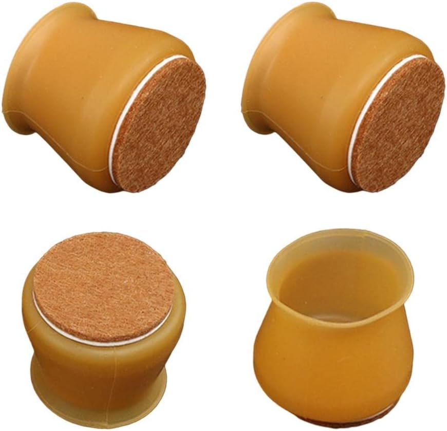 4xSilicone Chair Leg Protector Cap Pad Table Furniture Feet Wood Floor Brown