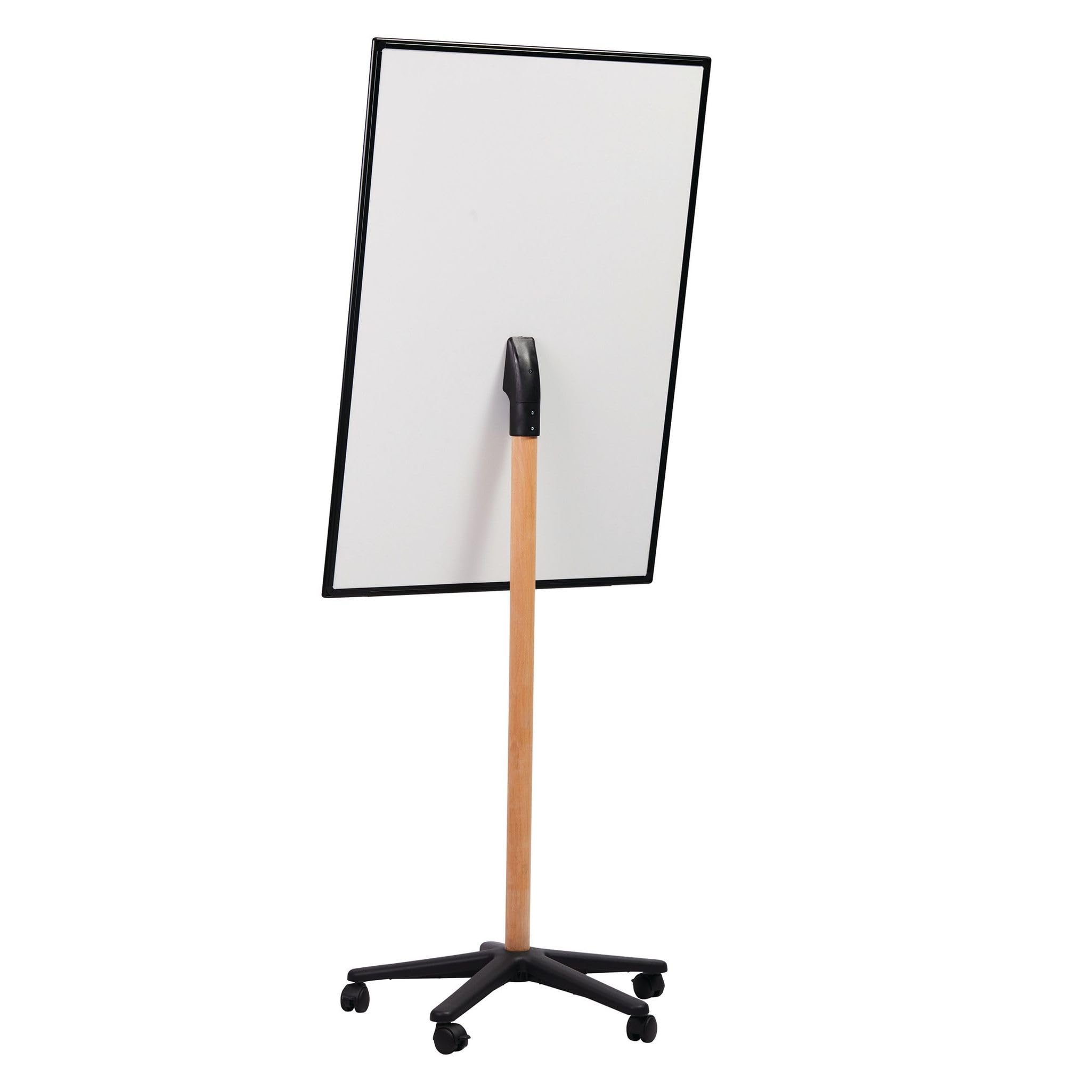 Bi-Office Essence Flipchart Mobile Easel, Superficie magnetica in acciaio laccato, struttura in alluminio nero e legno naturale