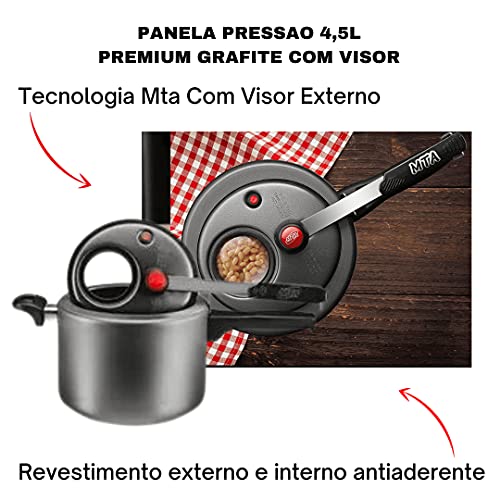 Panela de Pressao MTA 4,5 Litro ANTI Aderente com Visor - 6000