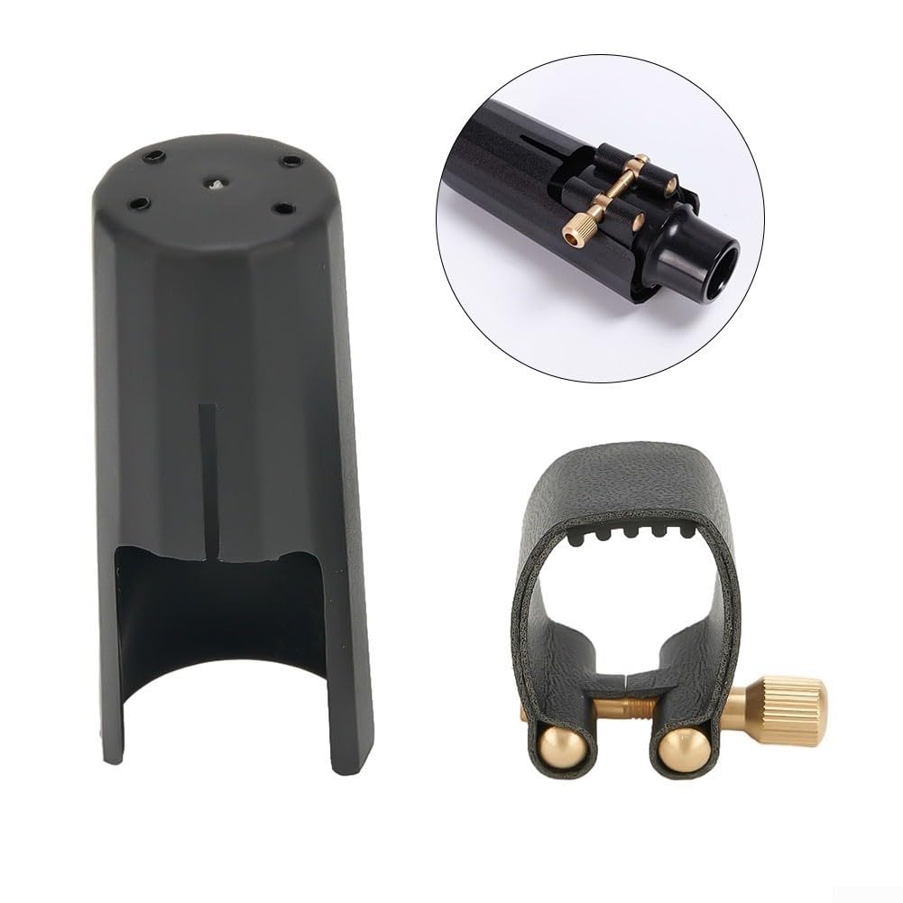 Ligature Sax, Embouchure de saxophone ténor, ligature en cuir avec capuchon, ligature d'embouchure de clarinette en cuir synthétique (pour ténor)
