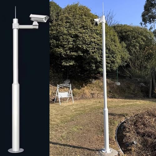Außenkamera-Mast aus verzinktem Stahl, Kamerasäulen-Montagesystem, Verlängerungsstange, wetterfeste Außenkamera-Halterung, 4 m lange Masthalterung für hochsichere Überwachung, robuste Kamera