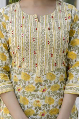 Image of Amazon Brand - Tavasya Women's Cotton Printed Kurta Set with Dupatta and Straight Pants | Salwar Suit | Ethnic Wear for Festive, Casual & Office Use