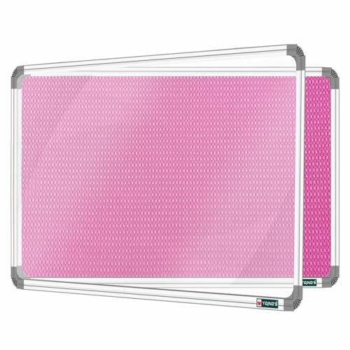 Image of YAJNAS 4X5 Feet Premium Material Pink Designed Notice Board with Acrylic Door /Soft Board /Bulletin Board /Pin-up Display Board for Study Room, Office, School & HOM