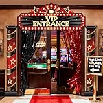Deluxe 5pack Casino Night Party Decorations Set | Grand VIP Entrance Sign & Door Cover Kit with 2 Red Carpet Tinsel Curtains | Las Vegas Hollywood Theme Party Decorations for Birthday, Movie Night - Image 4