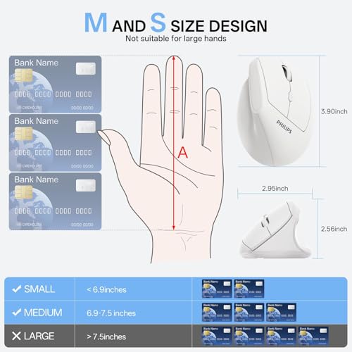 PHILIPS SPK7628 Ergonomic Mouse, Vertical Wireless Mouse for S/M Hands - image 6