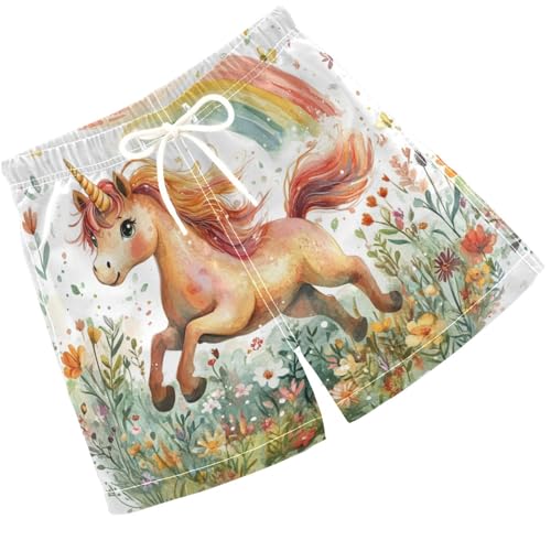 Pigsaly Boys Swim Trunks Hearts Cute Unicorn Boys Board Shorts Swimsuit Swimwear Summer Bathing Suit XS