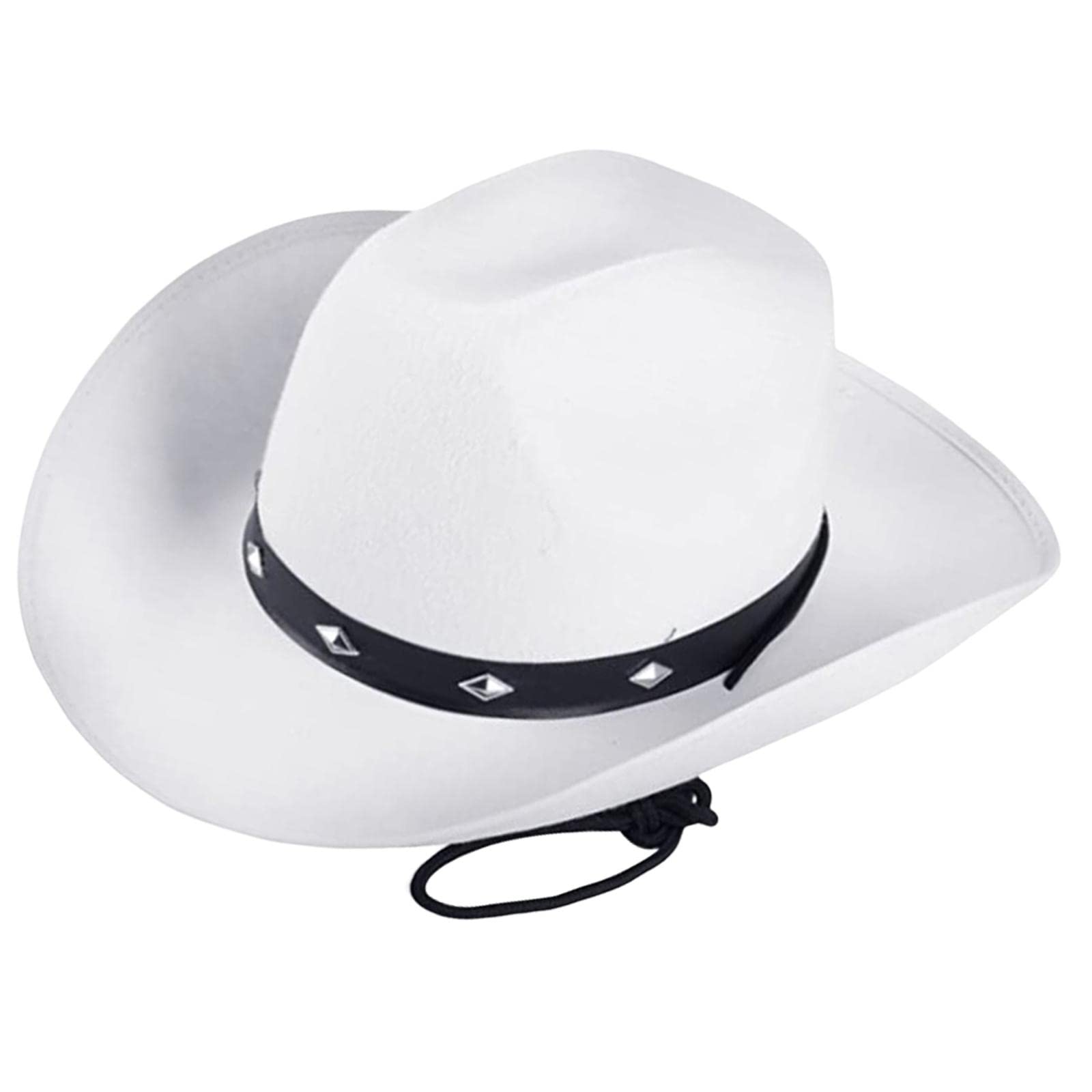 merishopp Western Felt Cowboy Hat with Drawstring Rope Jazz Top Hat for Dress up White Cowboy Hat|Western Hat|Stetson Hat|Wide Brim Hat|Straw Cowboy Hat|Felt Cowboy Hat|Rodeo Hat|Cowgirl Hat-picture-29