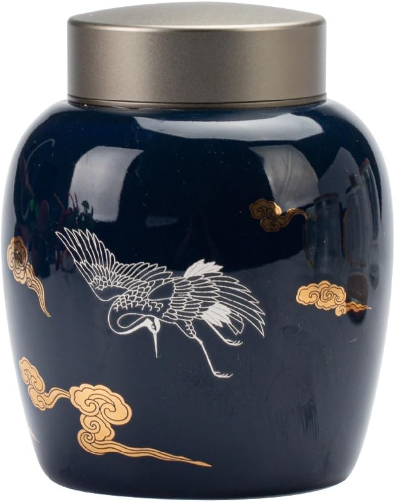 SONGCHAO Sugar Jar Bulk Tea Storage Tank Aluminum Alloy Lid Small Ceramic Tea Tank Household Tea Sealed Tank Kitchen Food Storage Tank Tea Canister (Color : C)