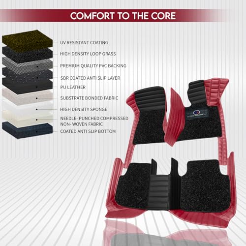 Image of Antiskid Combination 9D Car Mat Full Set for Mahindra XEV 9S 2026 | Luxury Leather Dual-Stitch Full Set 9D Car Floor Mat || 100% Waterproof & Washable||Color: Black FL-Cherry