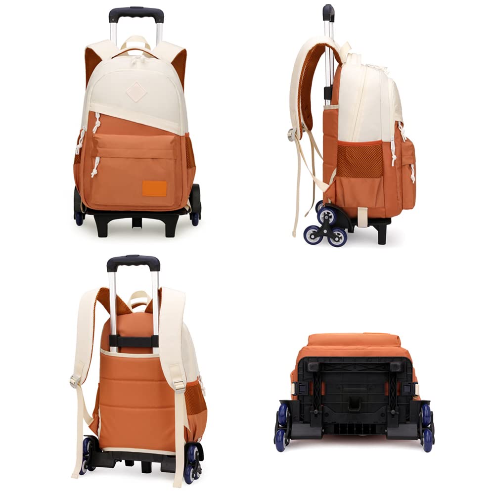 Bambini Zaino Trolley Rolling Zaino Con 6 Ruote Cartella Borsa Trolley per Ragazzi Ragazze Studente Della Scuola Primaria (Nero)