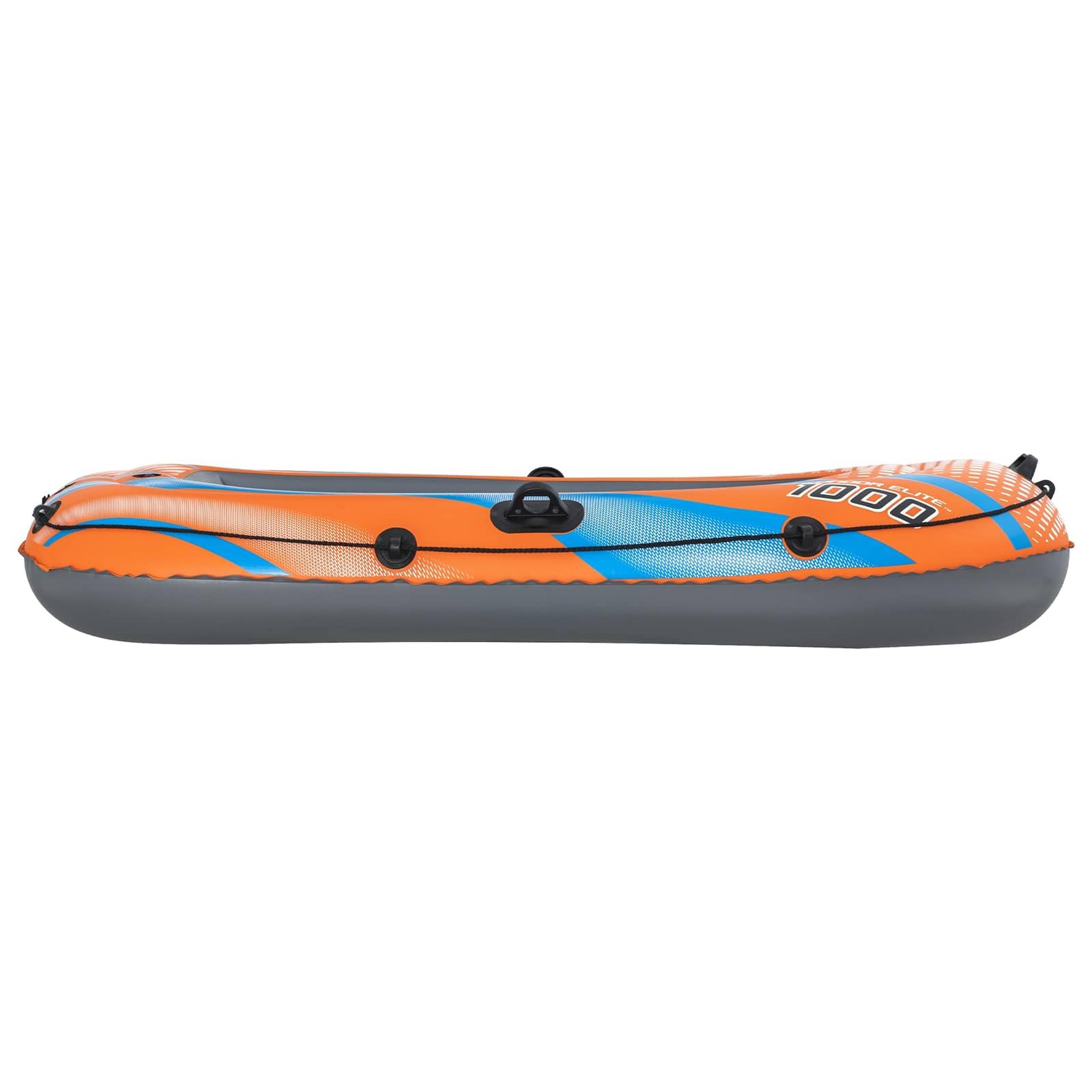 Bateau Gonflable en PVC Orange 162 x 96 cm léger, Durable, idéal pour Loisirs Nautiques en lac, rivière ou mer, Facile à Transporter, avec Accessoires de Propulsion, pour Aventures Estivales