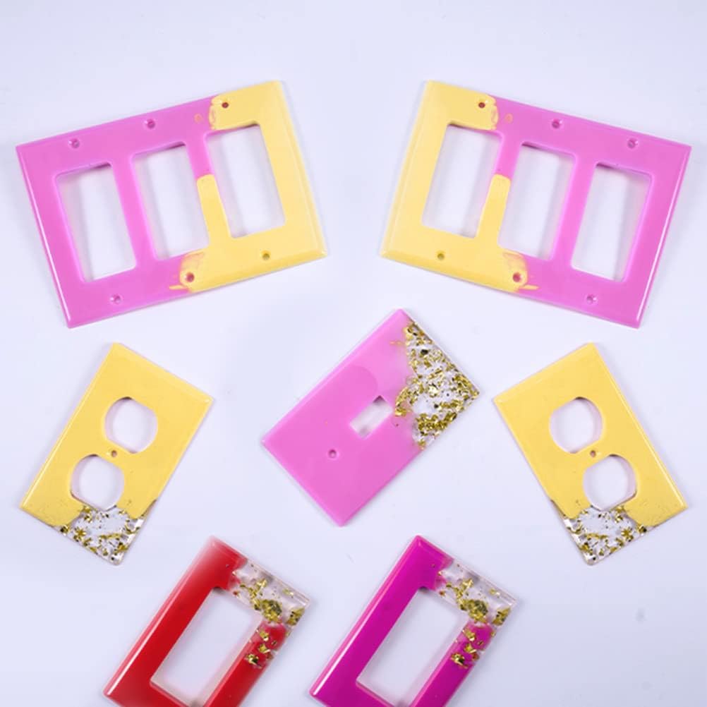 OTYMIOW 7PCS Light Switch Cover Resin Molds Kit, Epoxy Resin Molds for Switch Socket Panel, Silicone Molds for Resin Outlet Cover Molds for DIY Crafts Making Home Decor