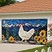 Elegant Chicken Garage Door Cover, Rustic Farmhouse Art Large Garage Door Decorations, Outdoor and Indoor Country Style Decor, All-Year Decorative Accessory 157x71 Inch