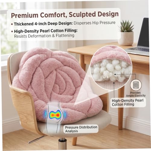 Coussin fleuri doux forme rose pour fauteuil de bureau et sol de salon - 5