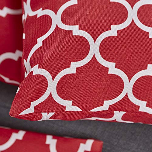 Christopher Knight Home Amorie Fabric Throw Pillows, 4-Pcs Set, White Print / Coral Background #TOP3