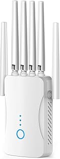 Repetidor WiFi Potente Amplificador señal WiFi, WiFi Extender Largo Alcance 6 Antenas, Modos (Repetidor, Ap) Cobertura hasta 9000 pies².para Oficinas Y hogares,Fácil Instalación