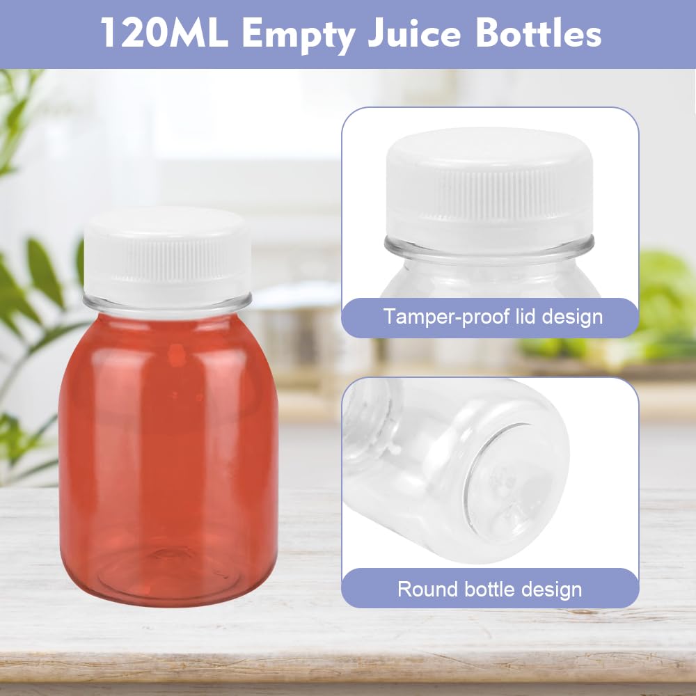 Lot De 12 Bouteilles En Plastique 120 Ml + 1 Entonnoir - Réutilisables, Sans BPA, Pour Jus, Sauces, Stockage