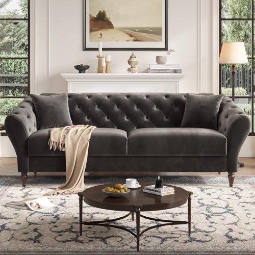 COPIAE 82 Inch Chesterfield loveseat Sofa,Tuxedo Arms Modern Couch Sturdy