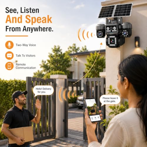 Image of Cybernautt X16A 4G Dual Solar Security Camera, 16MP Quad Lens, AI Human Detection, Dual Light Night Vision, Wire-Free, 10000mAh Battery, Two-Way Audio, Upto 128GB TF Card
