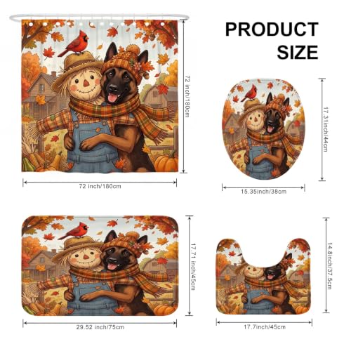 Rideau de douche 183x183 imperméable avec tapis Malinois antidérapants d'automne - 7