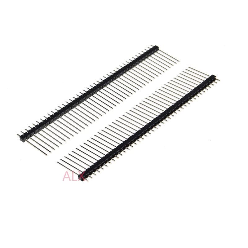 5PCS 1X40 PIN Single Row Male 2.54MM Pitch 21MM Long PIN Header Connector Strip 1X40pin 1 * 40 40P 40PIN Black for PCB Board