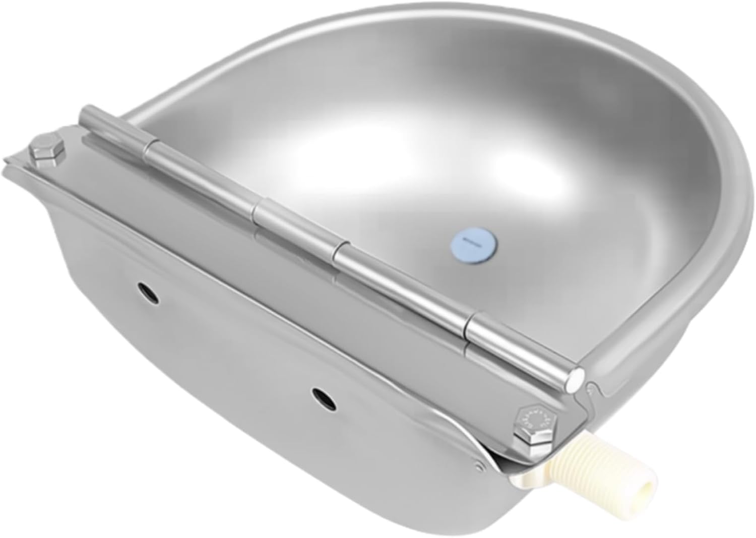 Automatic Water Dispenser with Float Valve Stainless Steel Waterer Bowl Automatic Animal Drinking Waterer Feeder Self Filling Water Trough with Drain Plug for Poultry and Livestock 4pcs