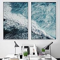 2 Piece Framed Canvas Wall Art Coastal Scenery Canvas Prints Home Artwork Decoration for Living Room,Bedroom - 16
