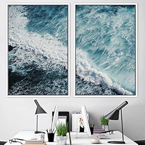 signwin 2 Piece Framed Canvas Wall Art Coastal...