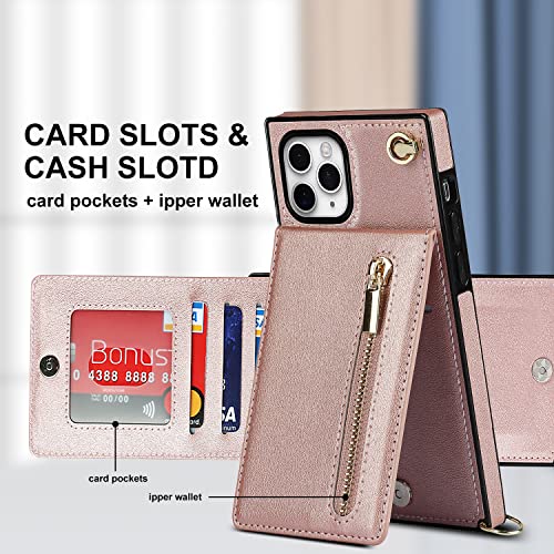 XYX Capa carteira com zíper para iPhone 11 Pro Max, alça transversal de couro PU capa de telefone fe