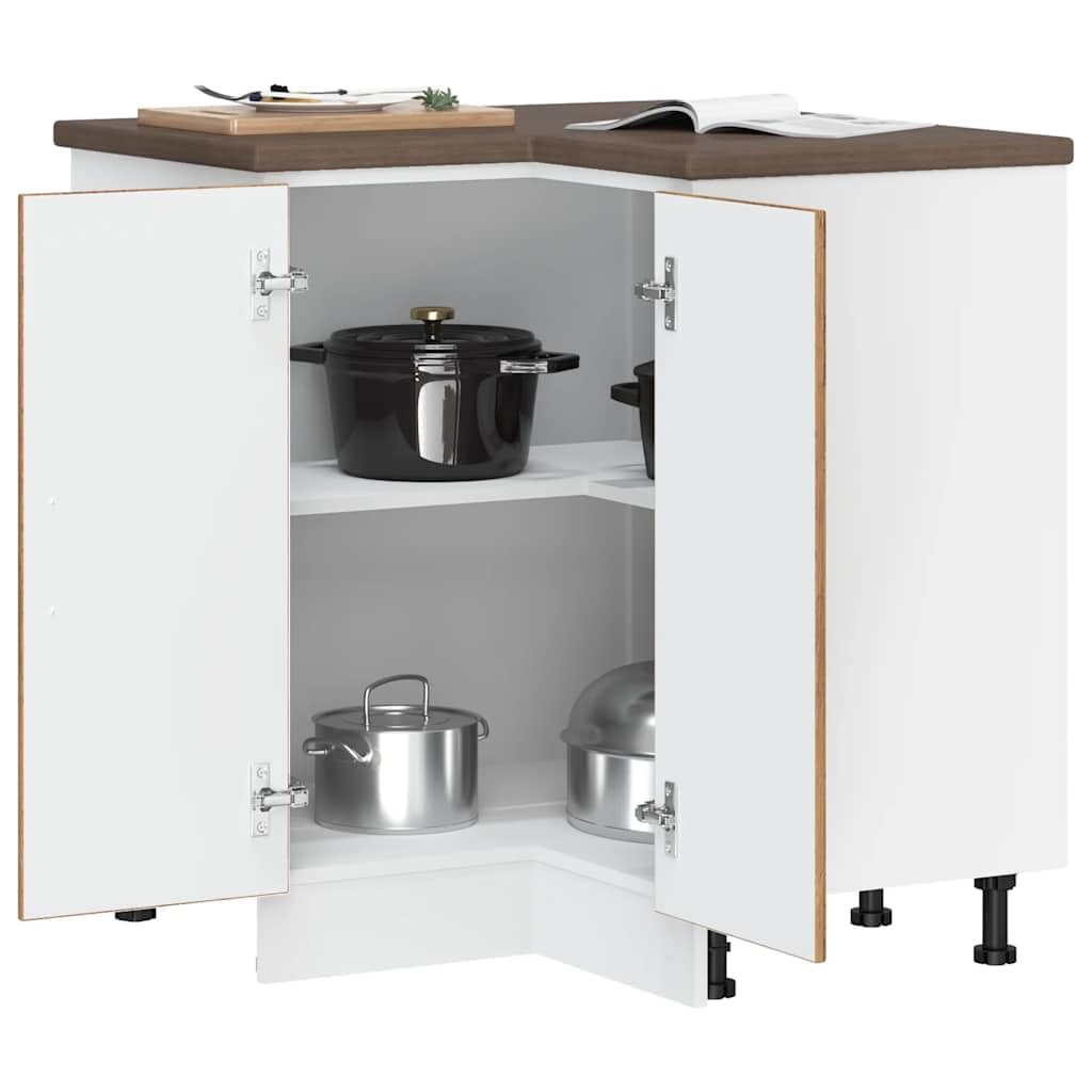 Lucca - Mobiletto angolare da cucina, effetto legno anticato, con piedini regolabili e 70 kg, ideale per riporre oggetti, vetrina, credenza, dispensa, sala da pranzo, cucina
